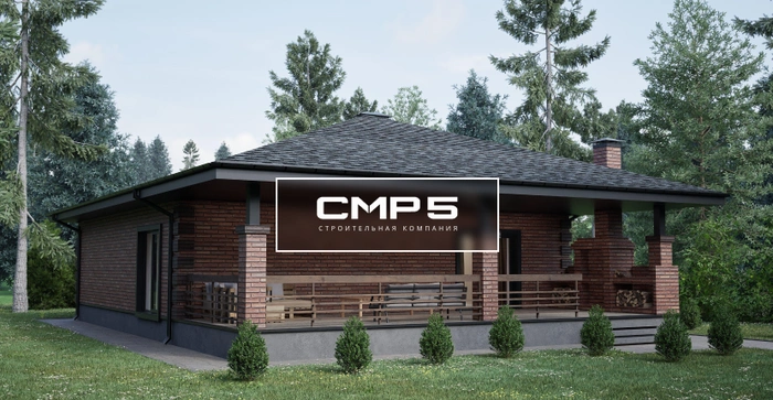 Проект одноэтажного дома А-100, +50 кв м терасса